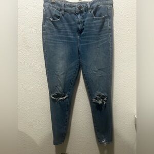 American Eagle Outfitters Ripped Blue Skinny Jeans
